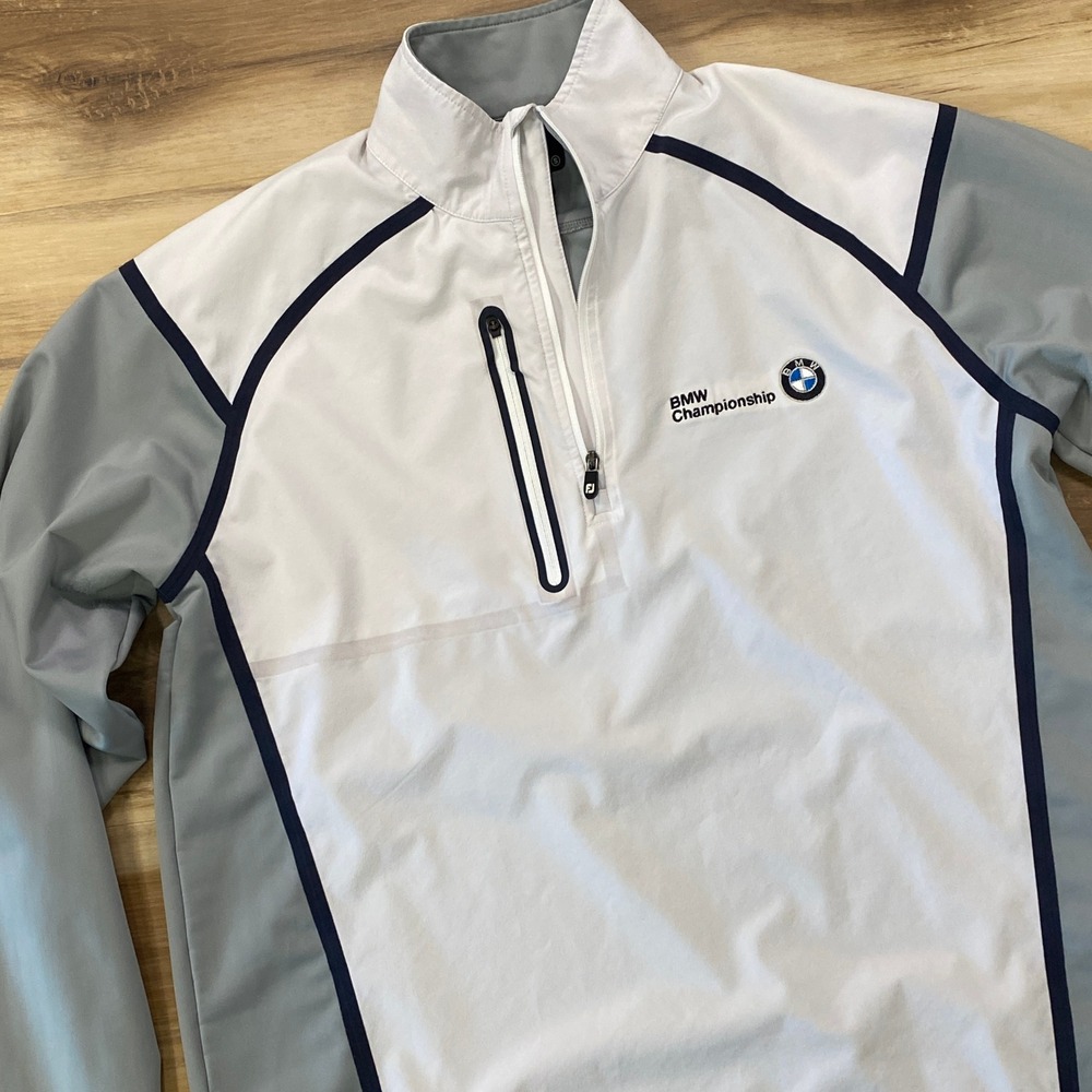 FootJoy BMW Championship Pullover S Golf 1/4 Zip Polyester Athletic White Gray